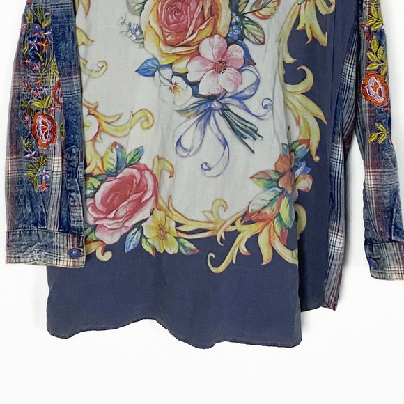 Aratta Silent Journey Womens Plaid Shirt Unique back Design size M Anthropology - Picture 7 of 16